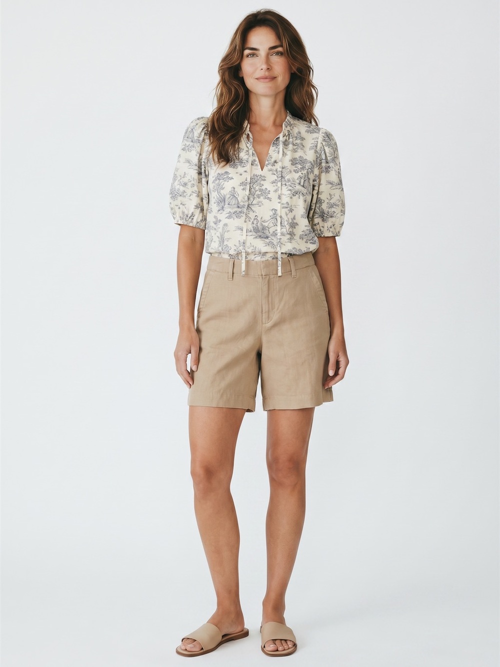American Eagle High Rise Trouser Shorts Beige Stretch Chino Size 6 NWT‎